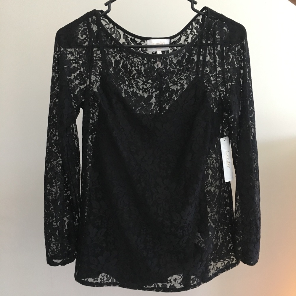 NWT Shelli Segal Long Sleeve Lace Blouse